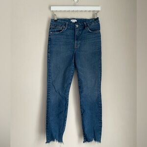 Good American Good Legs Cigarette Denim Jeans Raw Hem Size 6/28